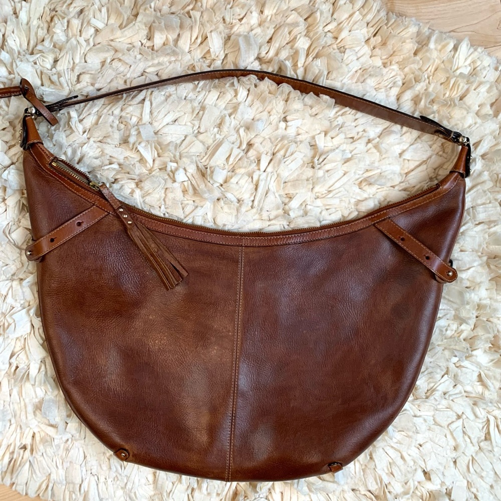 Liz Claiborne Genuine Brown Leather Shoulder Hobo Bag